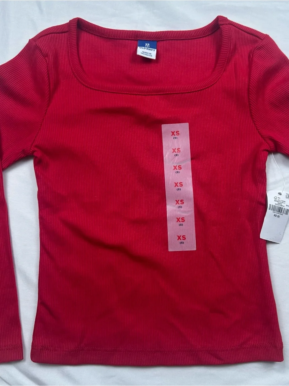NWT Old Navy Roma Red Ribbed Square Neck Long Sleeve T-Shirt Girls XS (5)